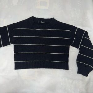 SHEIN sweater cropped XS black with white‎ stripes